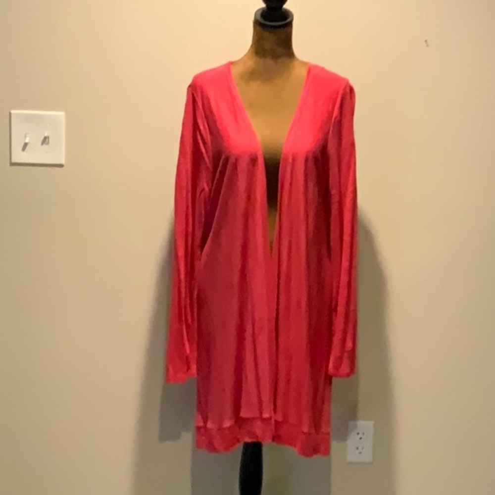 Tahari Watermelon red cardigan/duster